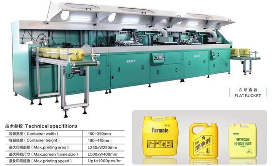 เครื่องพิมพ์สกรีนถังขนาด 1000 ชิ้น / ชม. 12 สี 250x250mm