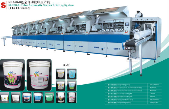 8 สถานี 2000pcs / Hr เครื่องพิมพ์หน้าจออัตโนมัติเต็ม 600x250mm