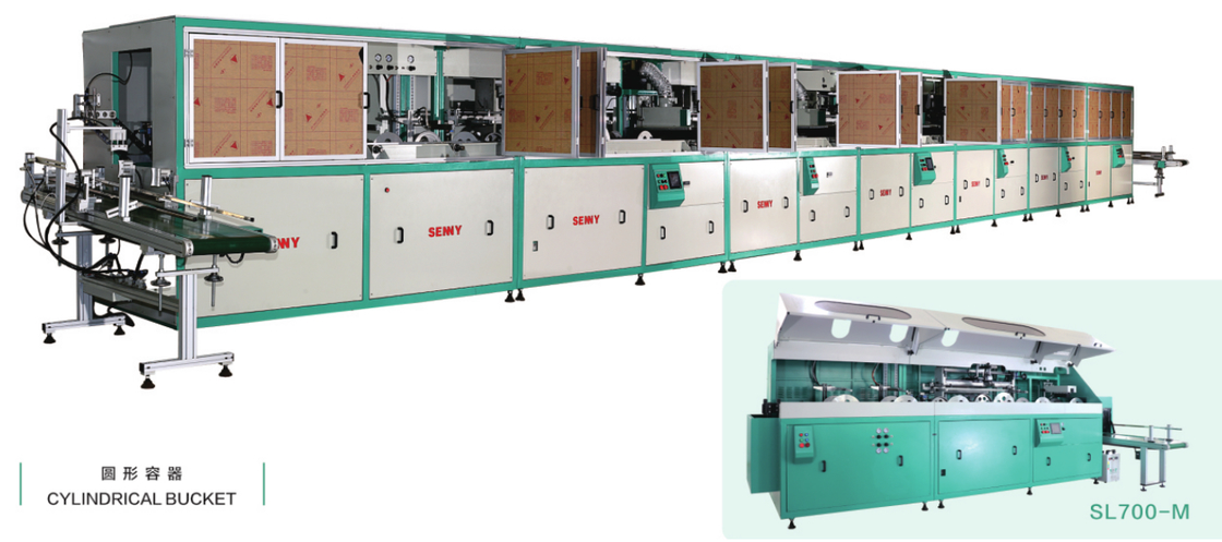 7-25L  18 Pcs/min Plastic Round Bucket UV Printing Machine