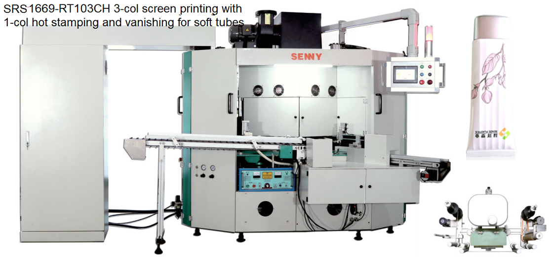 SRS1669 6 color Servo-drive auto soft tube screen printing machine up to 70pcs/min